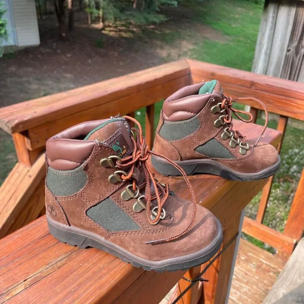 Timberland  Youth 10 Feild Boots Brown Green/ Olive Waterproof Boots